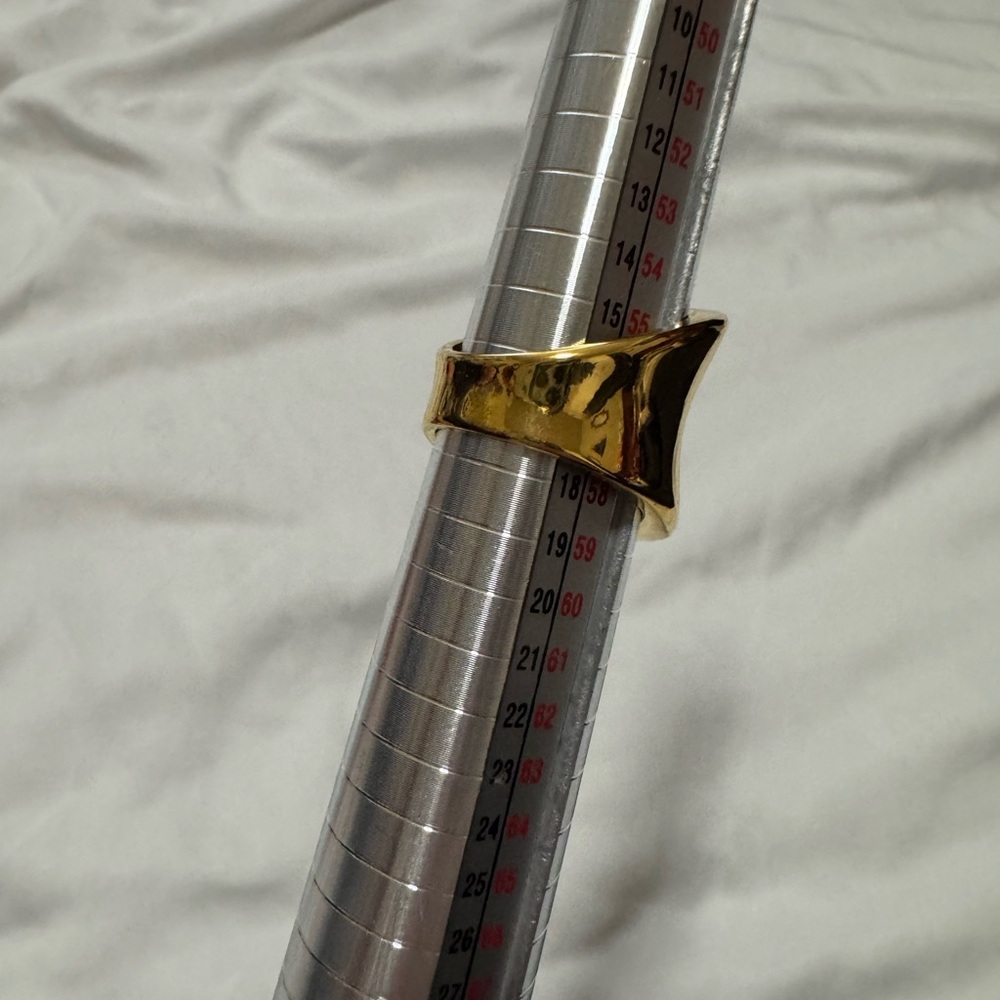 Wide Polished Gold Statement Ring - image 5